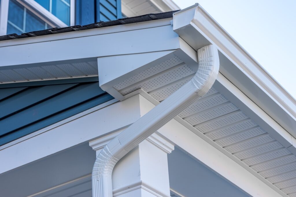 white fascia with white gutters