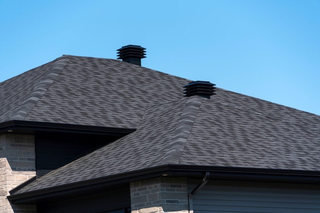 black shingle hip roof