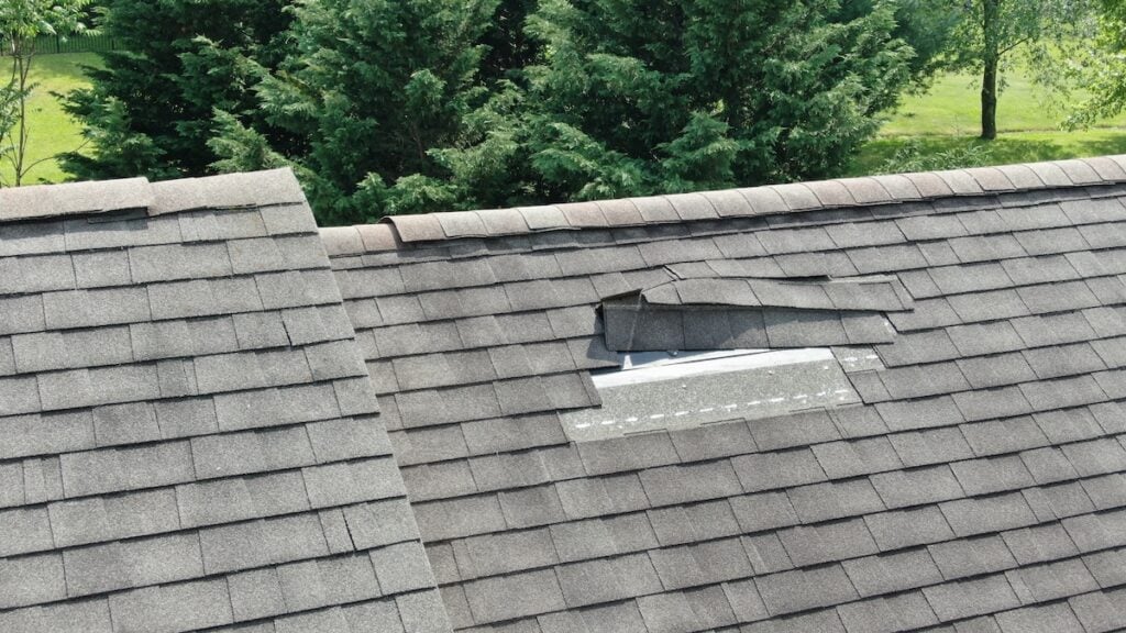 missing shingles on roof