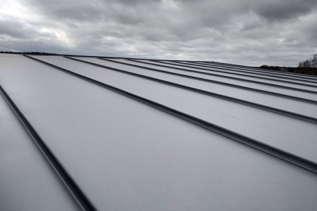 metal roof installation sheets closeup