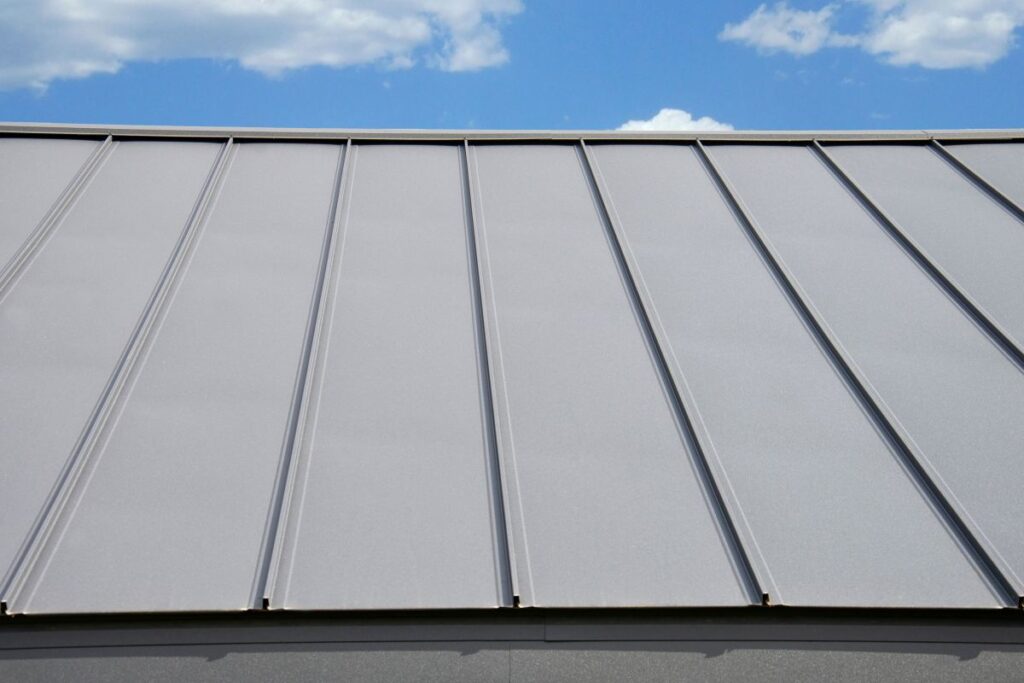 standing seam metal roof cost grey metallic roof close up