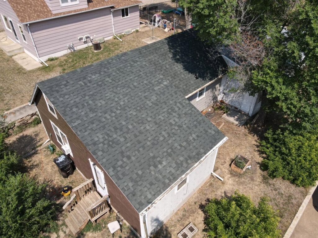 Newly installed grey roof